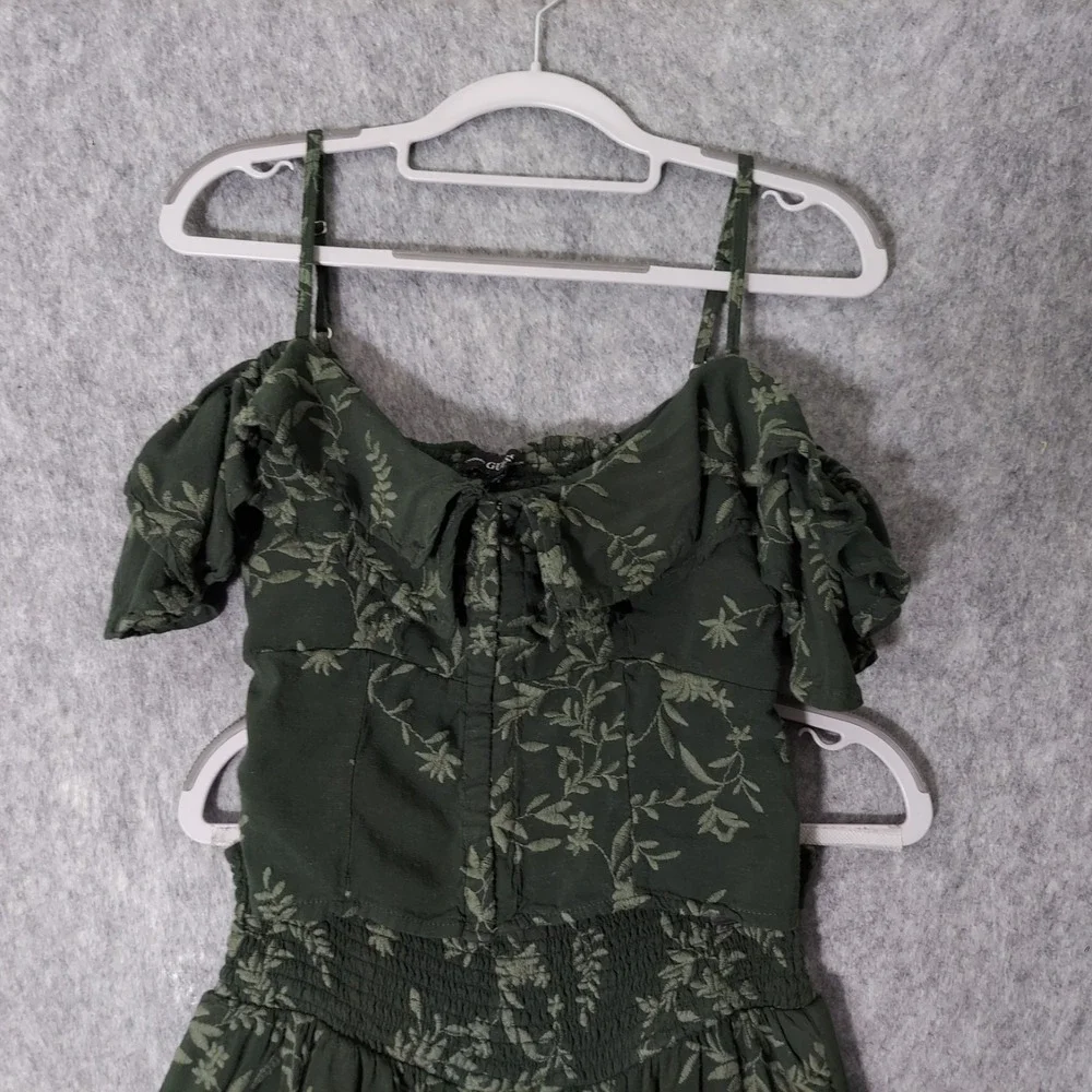 GUESS Outfit Women M Floral Embroidered Off Shoulder Top Pants Wide‎ Leg Smocked